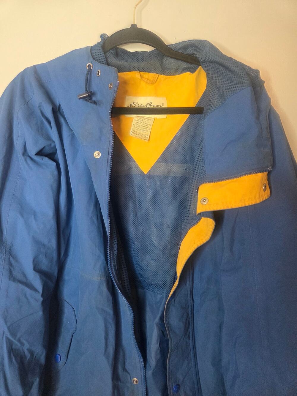 Eddie Bower Womens XL Rain Jacket Blue and Yellow